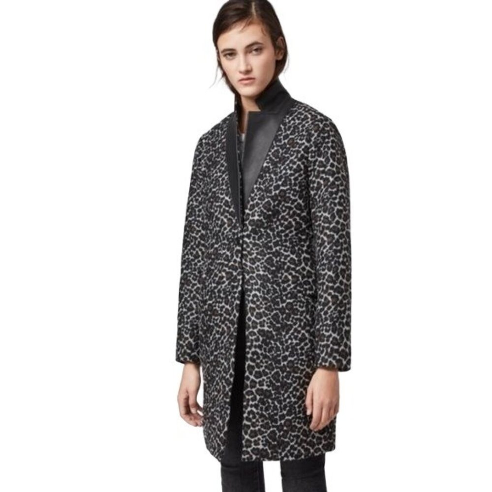 All Saints Leno Leo Leopard Print Coat